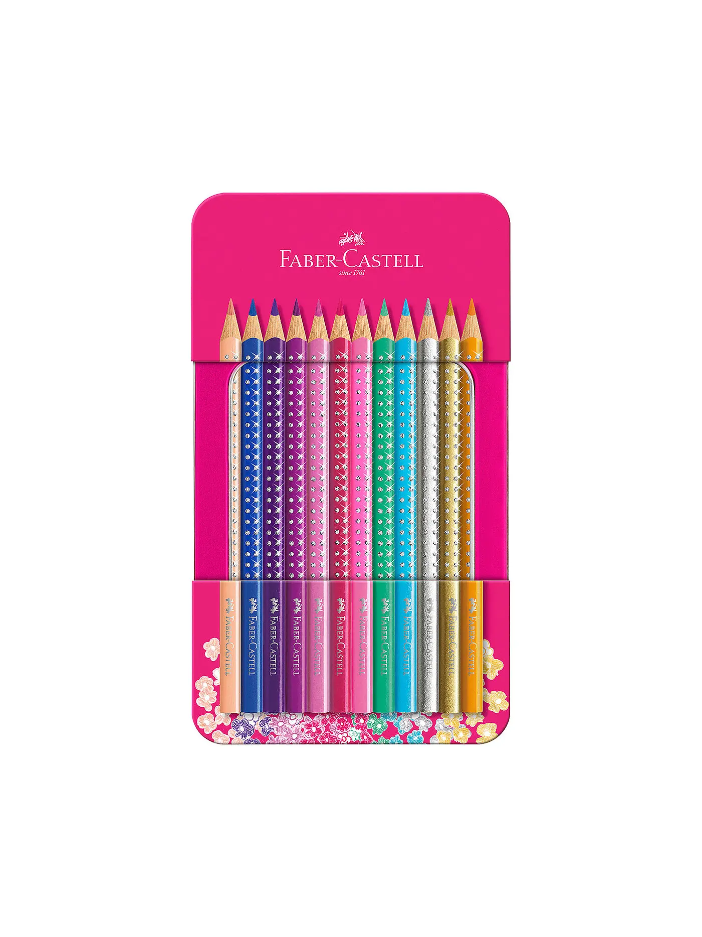 FABER-CASTELL | Sparkle Buntstifte Metalletui mit 12 Sparkle Buntstiften | 